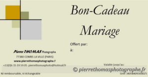 Pierre THOMAS Photographe professionnel Combs La Ville (77),Bon-Cadeau MARIAGE